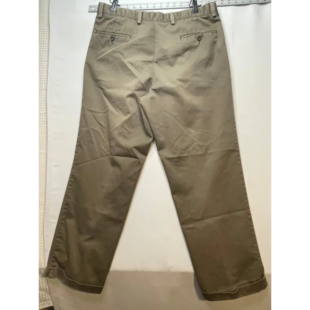 Dockers pants mens 34 x 29 pleated classic fit stain defender hook eye brown